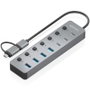 Aisens Hub USB 3.1 Gen 1 con 8 puertos, USB-C y USB-A, Gris
